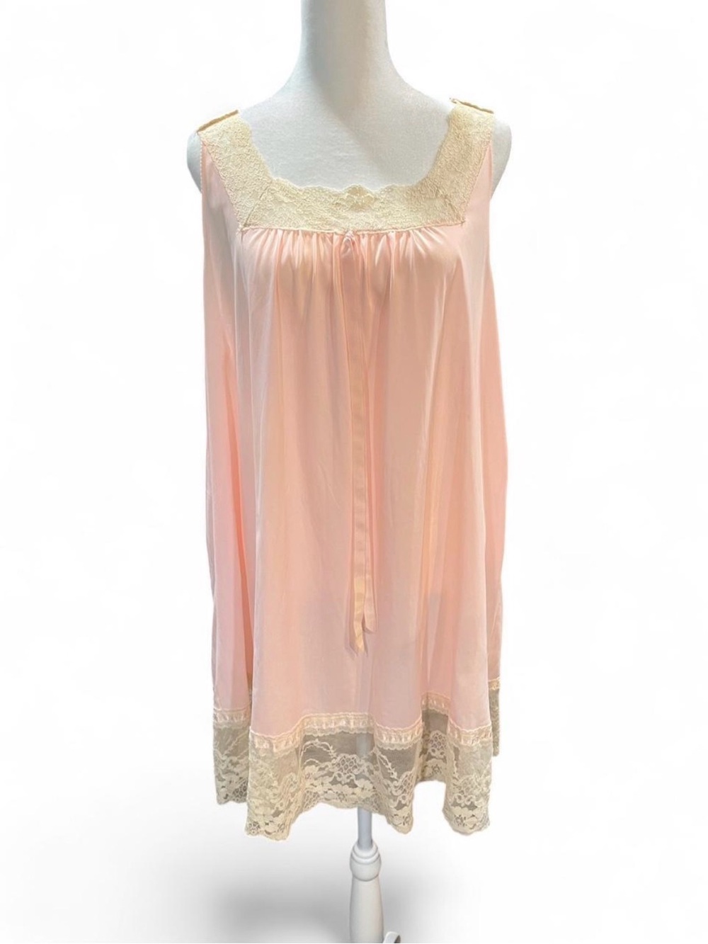 Women's Cream Lace-Trim Sleep Chemise - Pink